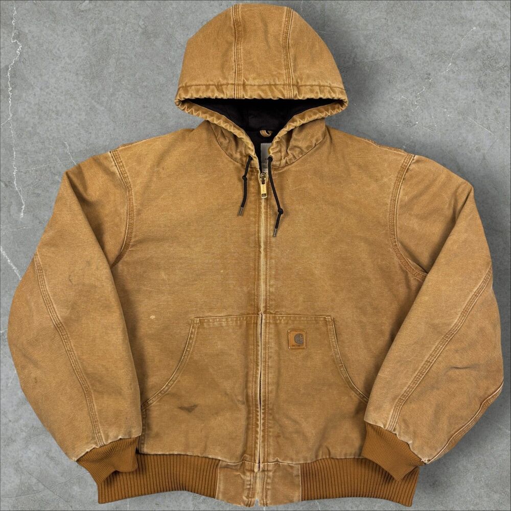 Vintage Y2K Carhartt J130 BRN Brown Faded Distressed Quilted Active Jacket-Large